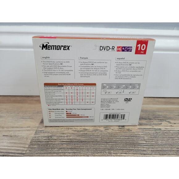 MEMOREX DVD+R RECORDABLE‎ 10 PACK UP TO 16X 4.7GB 120 MIN VIDEO - Picture 3 of 6